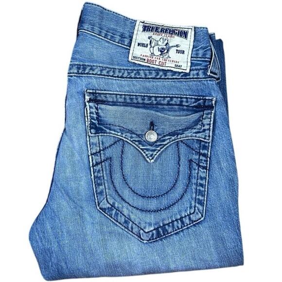 True Religion Y2K Distressed Custom Swarovski Bootcut Jeans - Picture 1 of 6